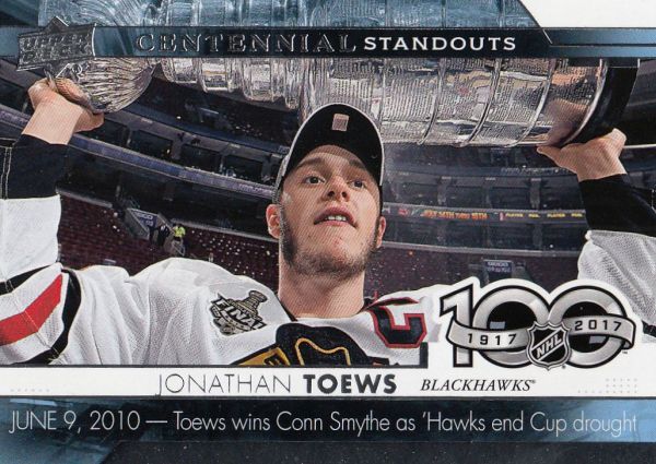 insert karta JONATHAN TOEWS 17-18 UD Ser. 1 Centennial Standouts číslo CS-49